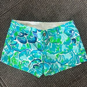 Lilly Pulitzer Blue and Green Floral Shorts